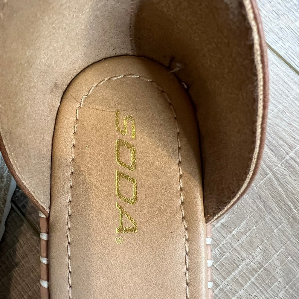 Soda Platform Wedge Sandals Cognac Brown Espadrille Ankle Strap Size‎ 9 - Picture 8 of 9
